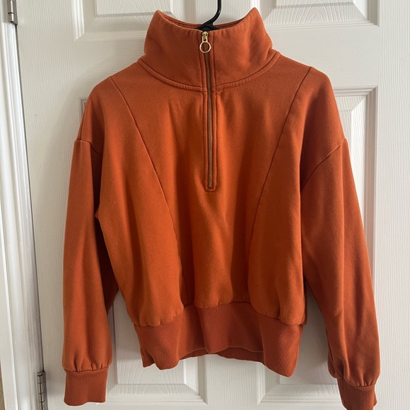 A New Day Burnt Orange 1/4 Zip Pullover Sweatshirt - Picture 5 of 6